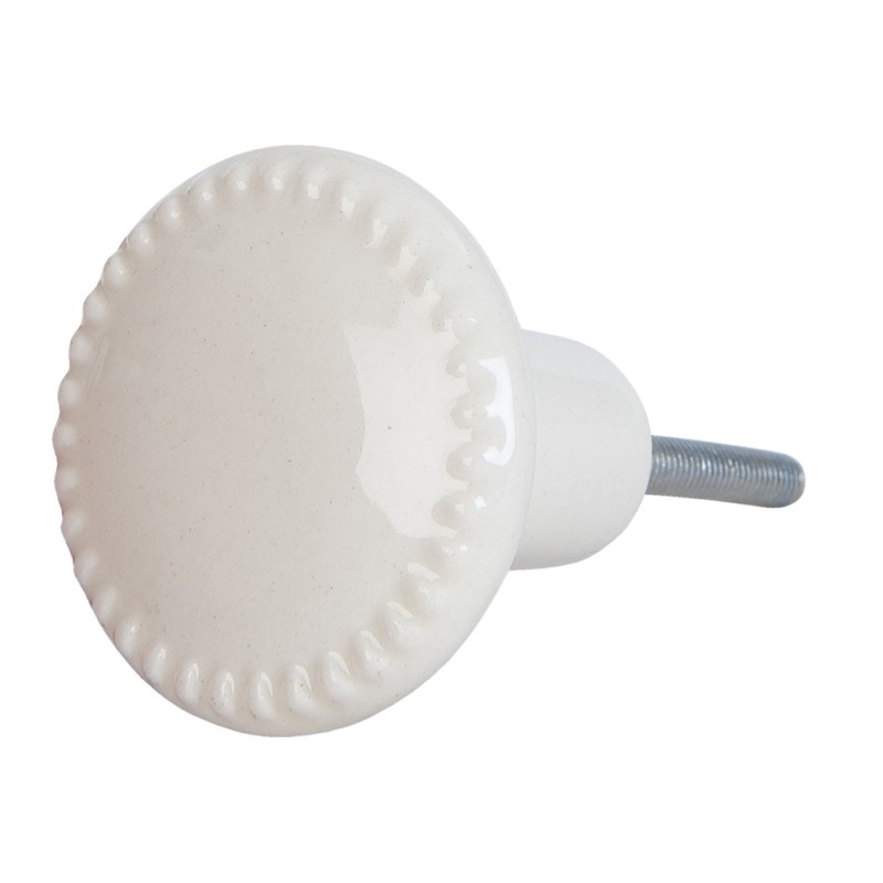 Clayre & Eef Deurknop  Ø 4 cm Beige Keramiek Rond