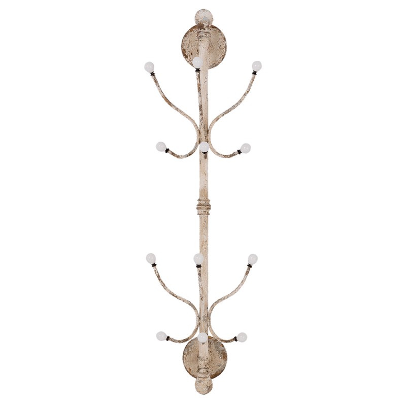 Clayre & Eef Portemanteau mural 28x22x100 cm Blanc Fer