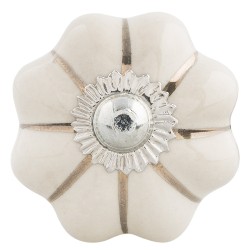 Clayre & Eef Poignée de porte Ø 4x3 cm Beige Céramique