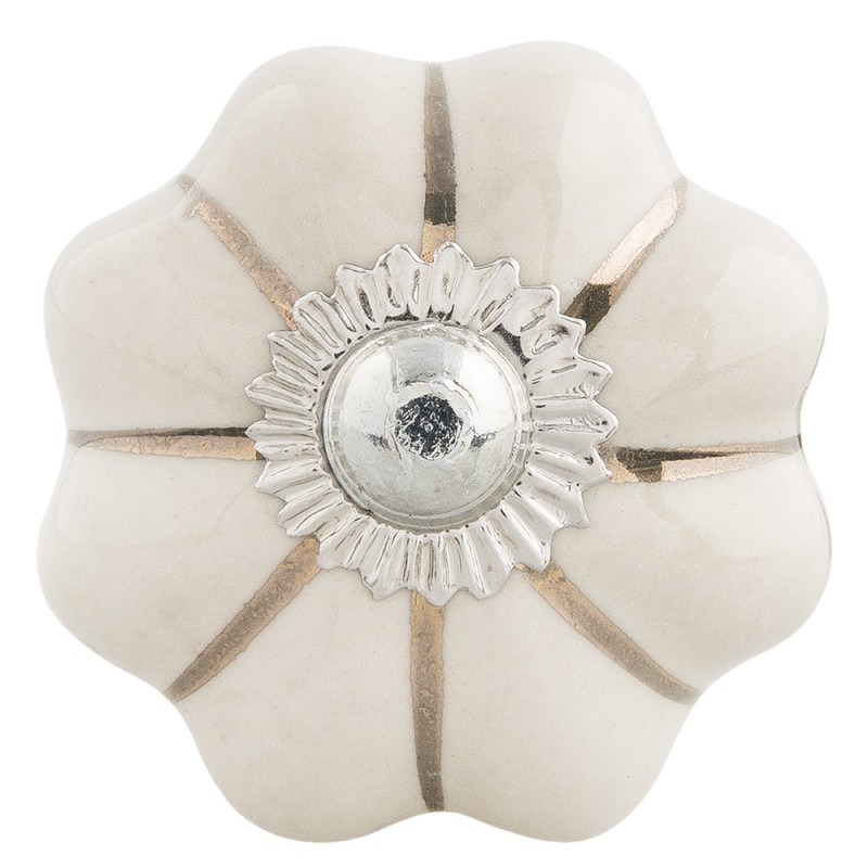 Clayre & Eef Deurknop  Ø 4x3 cm Beige Keramiek
