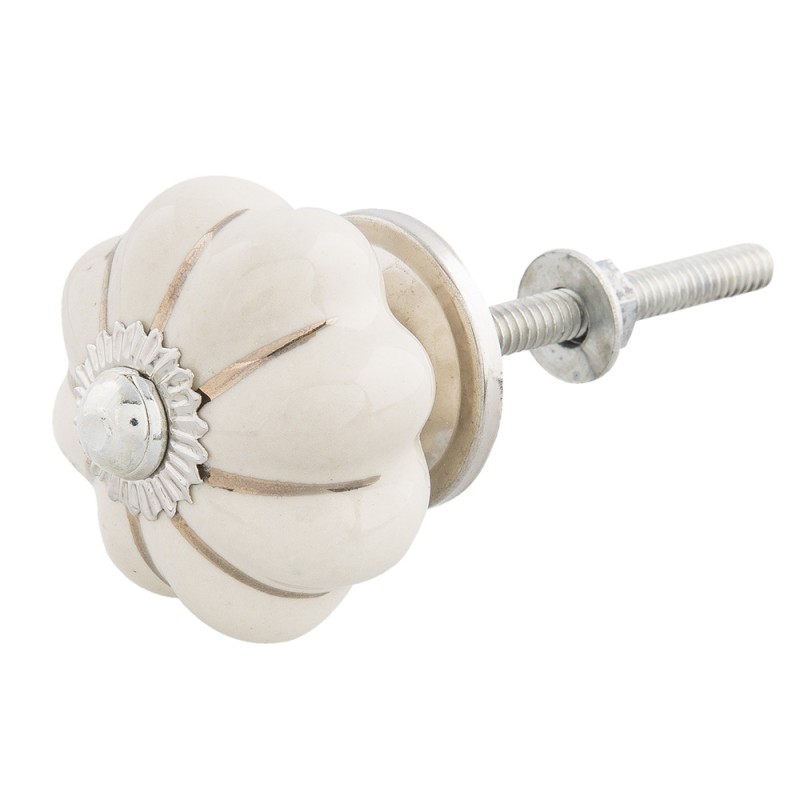 Clayre & Eef Deurknop  Ø 4x3 cm Beige Keramiek