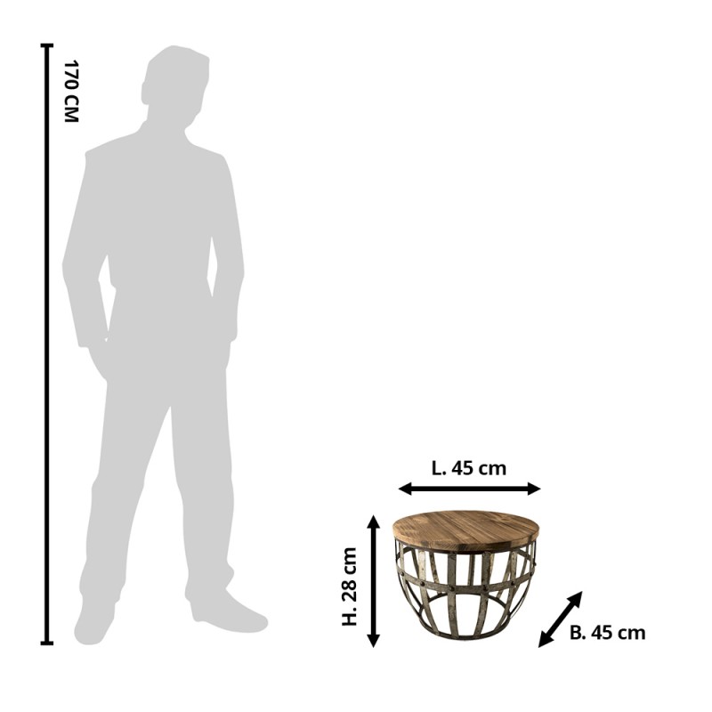Clayre & Eef Side Table 45x28x45 cm Brown Wood Iron Round