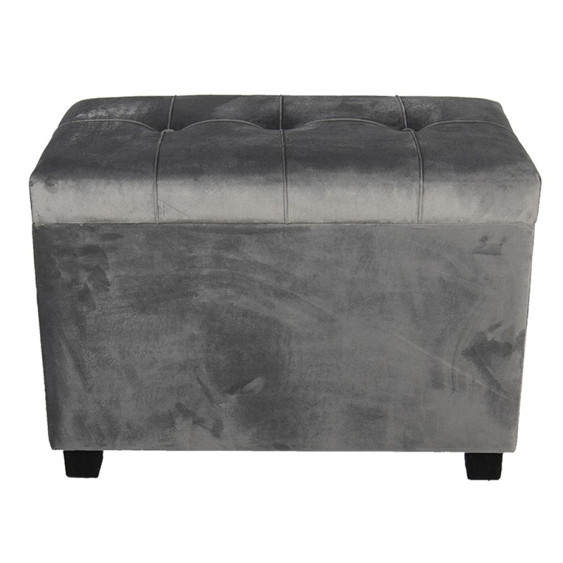 Clayre & Eef Pouf 60x36x43 cm Grau Holz Rechteck
