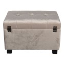 Clayre & Eef Pouf 50x34x33 cm Beige Bois Textile Rectangle