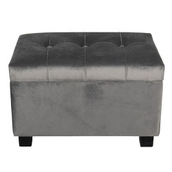 Clayre & Eef Pouf 50x34x33 cm Grau Holz Textil Rechteck