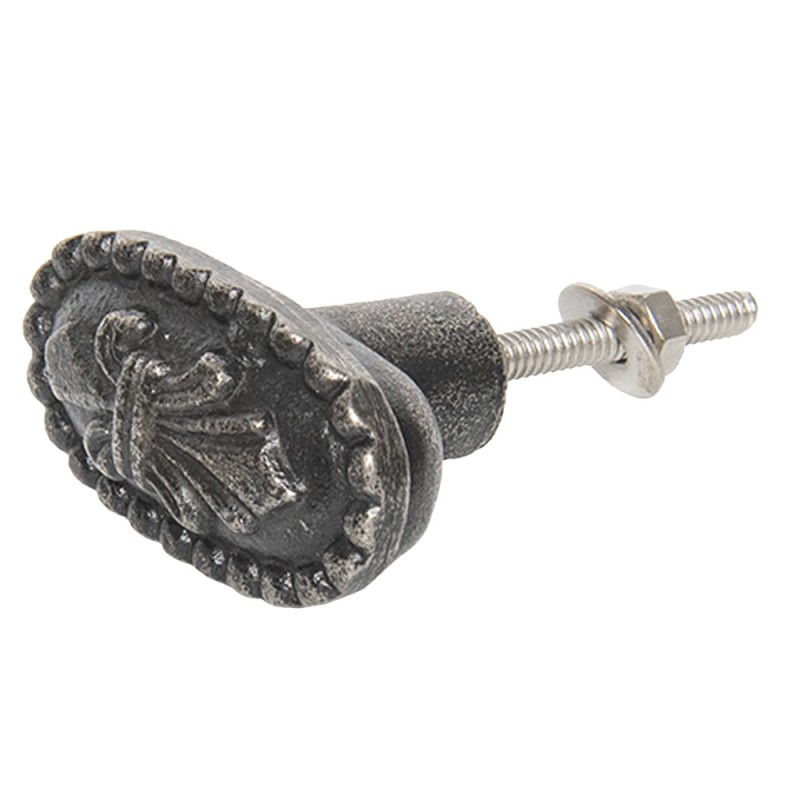 Clayre & Eef Poignée de porte 5 cm Gris Fer Ovale