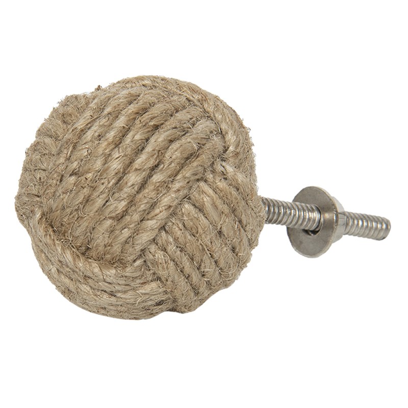 Clayre & Eef Poignée de porte Ø 4 cm Marron Jute Rond