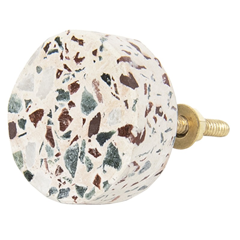 Clayre & Eef Deurknop  Ø 4 cm Beige Bruin Steen Rond