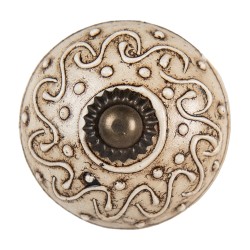 Clayre & Eef Door Knob Ø 4 cm Brown Beige Ceramic Round