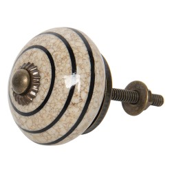 Clayre & Eef Door Knob Ø 4 cm Brown Black Ceramic Striped
