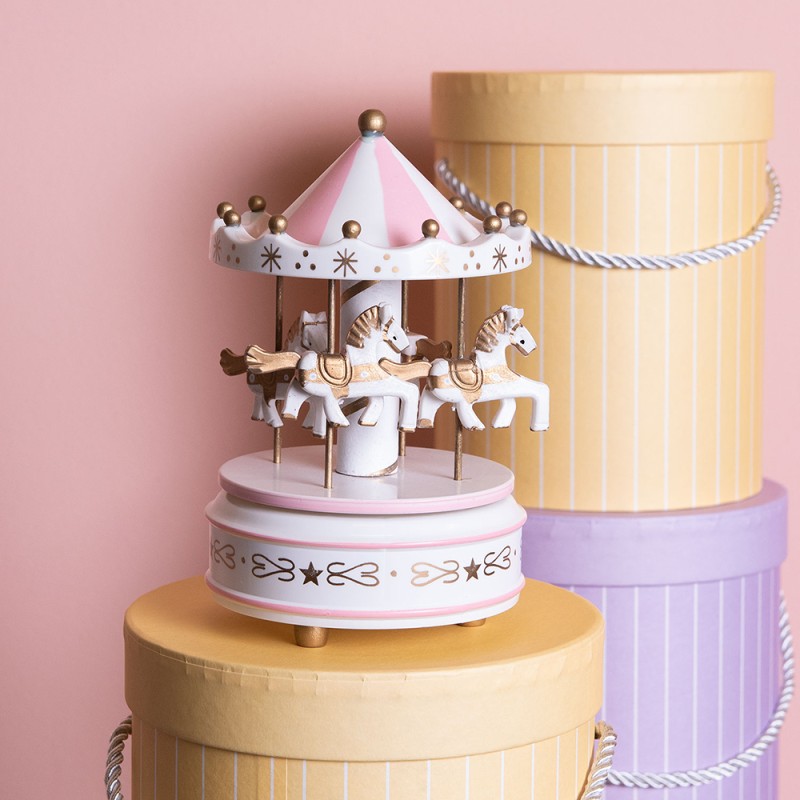 Clayre & Eef Carillon Ø 11x19 cm Bianco Rosa  Plastica Cavallini