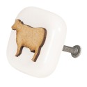 Clayre & Eef Deurknop  5 cm Bruin Keramiek Vierkant Koe