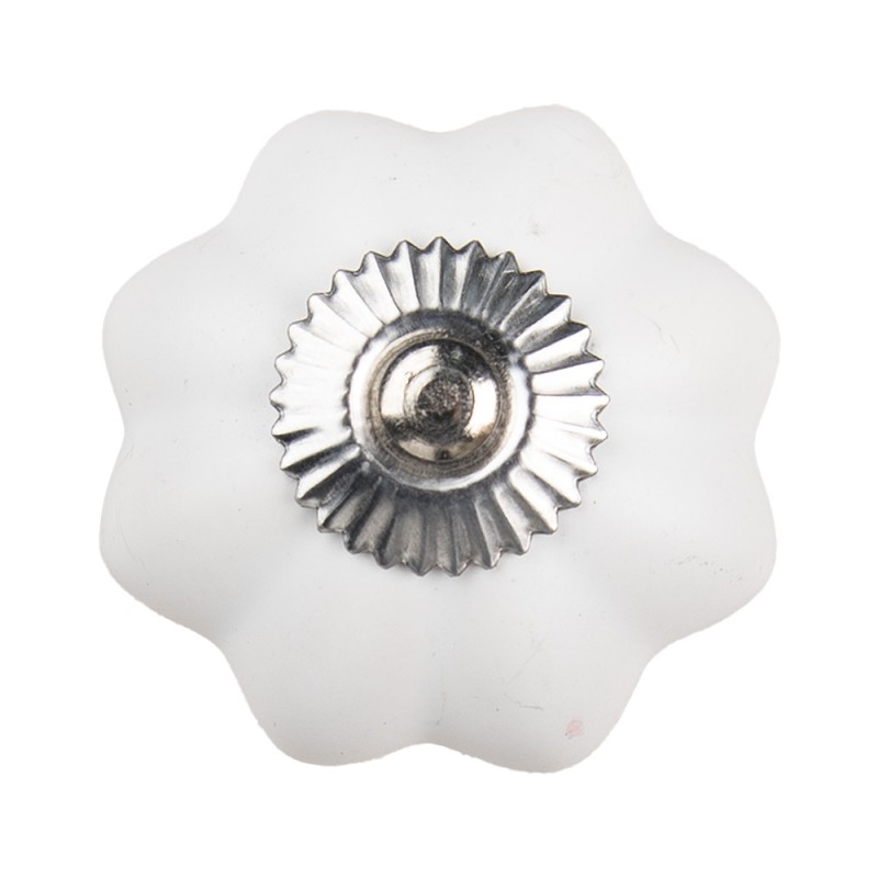 Clayre & Eef Door Knob Ø 4 cm White Ceramic