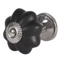 Clayre & Eef Poignée de porte Ø 4 cm Noir Céramique