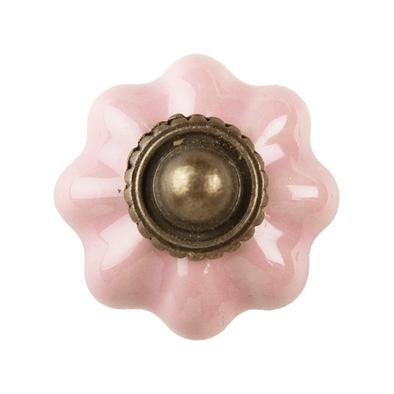 Clayre & Eef Deurknop  Ø 4 cm Roze Keramiek