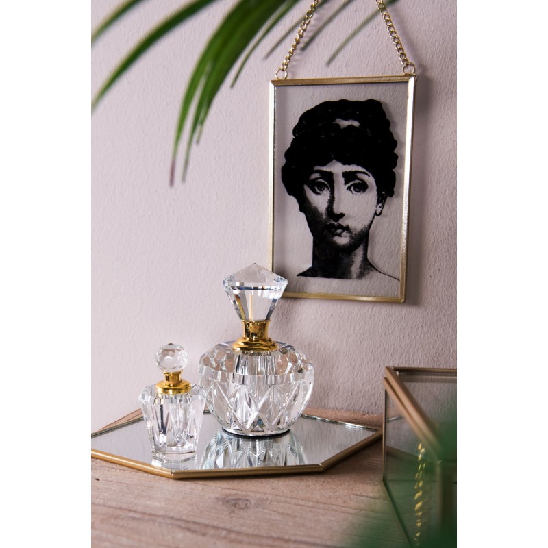 Clayre & Eef Pendant 10x15 cm Black Gold colored Metal Glass Rectangle