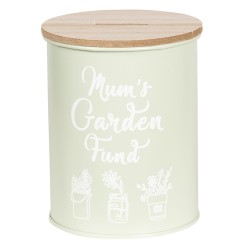 Clayre & Eef Money Box Ø 12x14 cm Green Wood Metal Round