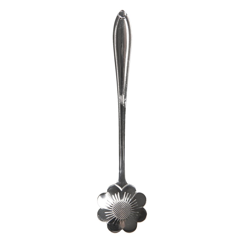 Clayre & Eef Cucchiaino da tè 12 cm Color argento Metallo Fiore