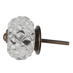 Clayre & Eef Poignée de porte Ø 4x4 cm Transparent Verre Rond