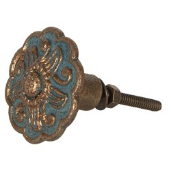 Clayre & Eef Poignée de porte Ø 3x4 cm Marron Métal