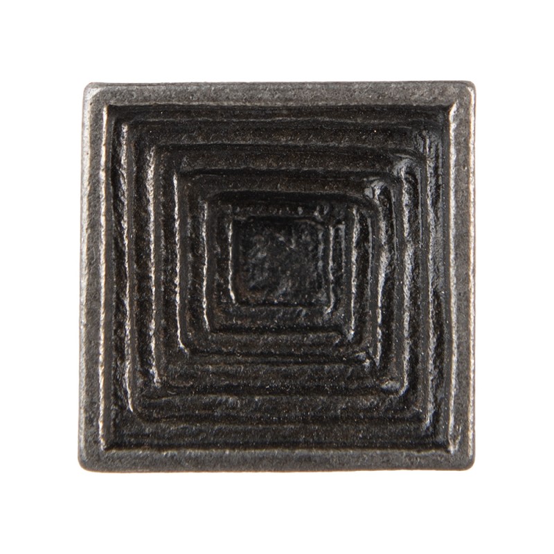 Clayre & Eef Door Knob 3x3x4 cm Grey Metal Square