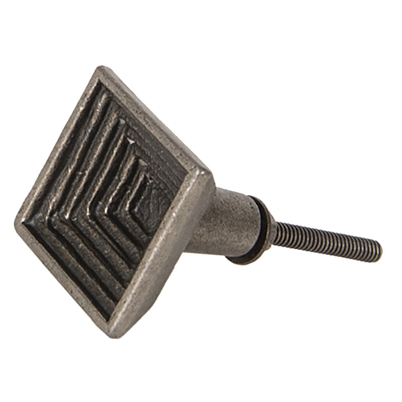 Clayre & Eef Türknauf 3x3x4 cm Grau Metall Quadrat