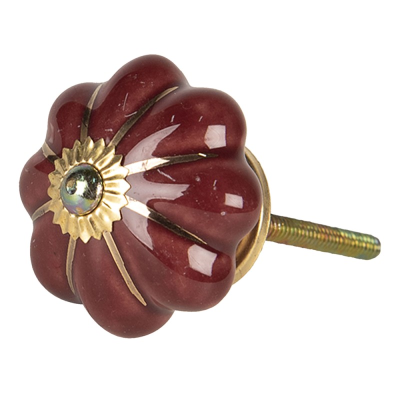 Clayre & Eef Door Knob Ø 4 cm Red Ceramic