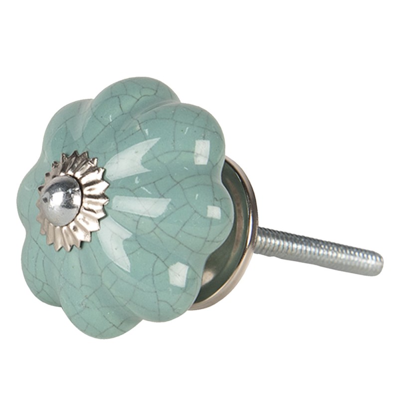 Clayre & Eef Poignée de porte Ø 4 cm Vert Céramique