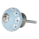 Clayre & Eef Deurknop  Ø 4x4 cm Blauw Keramiek Rond Bloemen