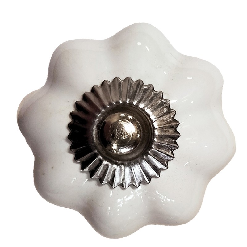 Clayre & Eef Door Knob Ø 4 cm White Ceramic