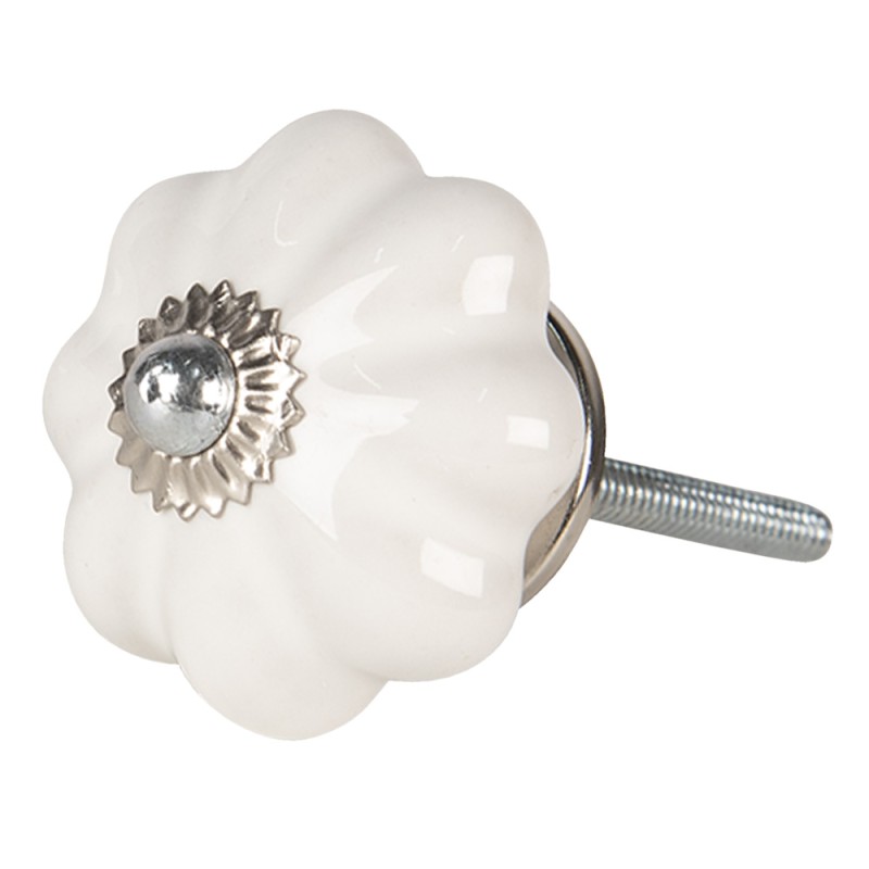 Clayre & Eef Door Knob Ø 4 cm White Ceramic