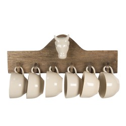 Clayre & Eef Tassenhalter 6er Set 48x9x17 cm Braun Holz Rechteck Kuh