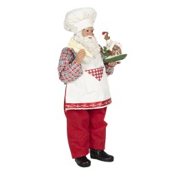 Clayre & Eef Statuetta Babbo Natale 28 cm Rosso Bianco Tessuto