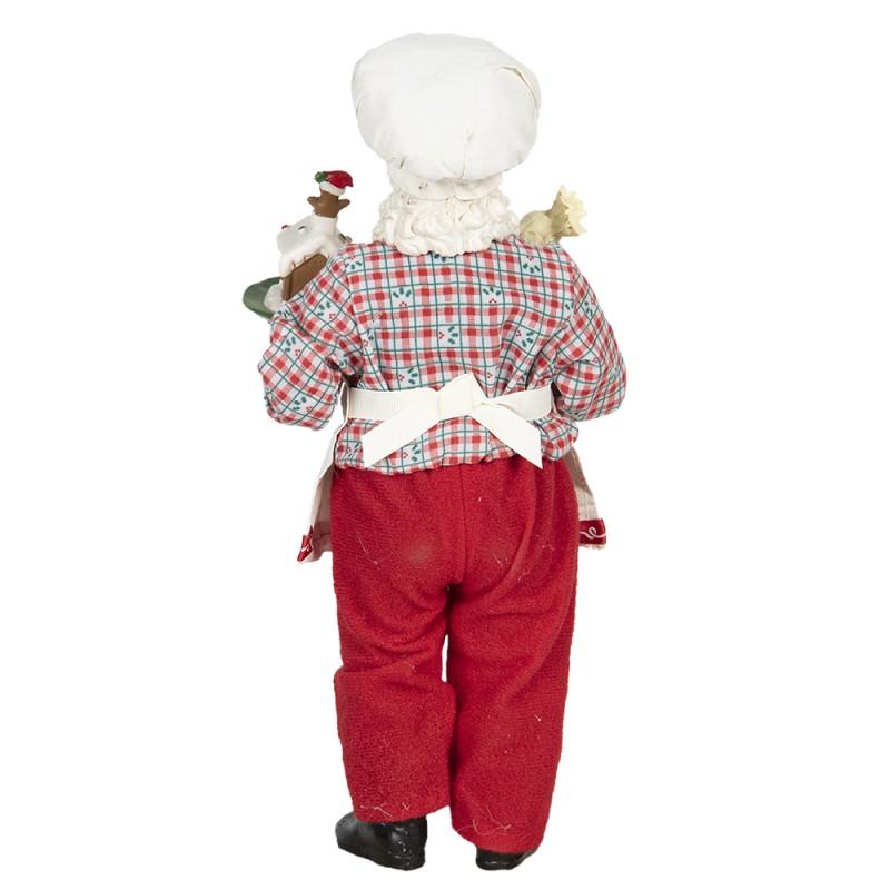 Clayre & Eef Statuetta Babbo Natale 28 cm Rosso Bianco Tessuto