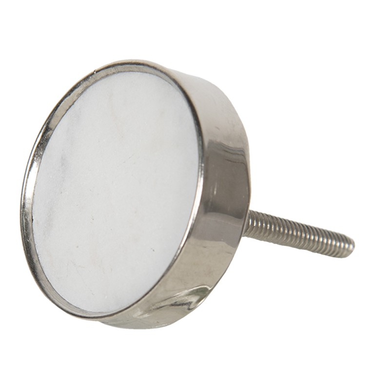 Clayre & Eef Door Knob Ø 4 cm White Stone Round