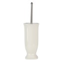 Clayre & Eef Spazzolino per WC con supporto Ø 12x26 cm Bianco Ceramica Rotondo