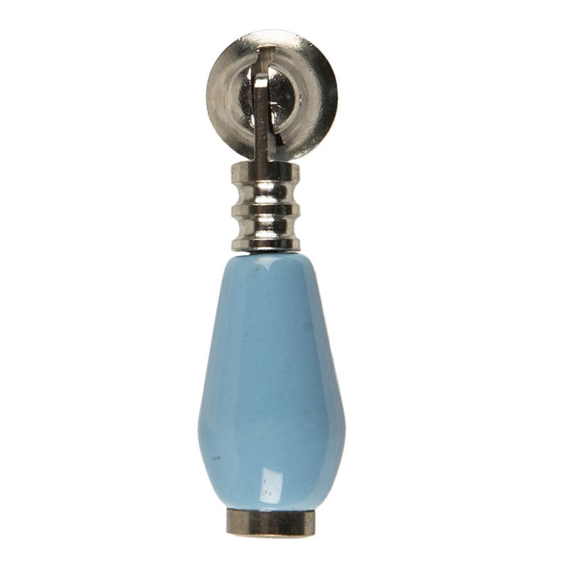 Clayre & Eef Deurknop  2x6 cm Blauw Keramiek