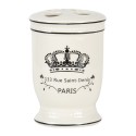 Clayre & Eef Badezimmer-Set 4er Set Beige Schwarz Keramik Krone Paris