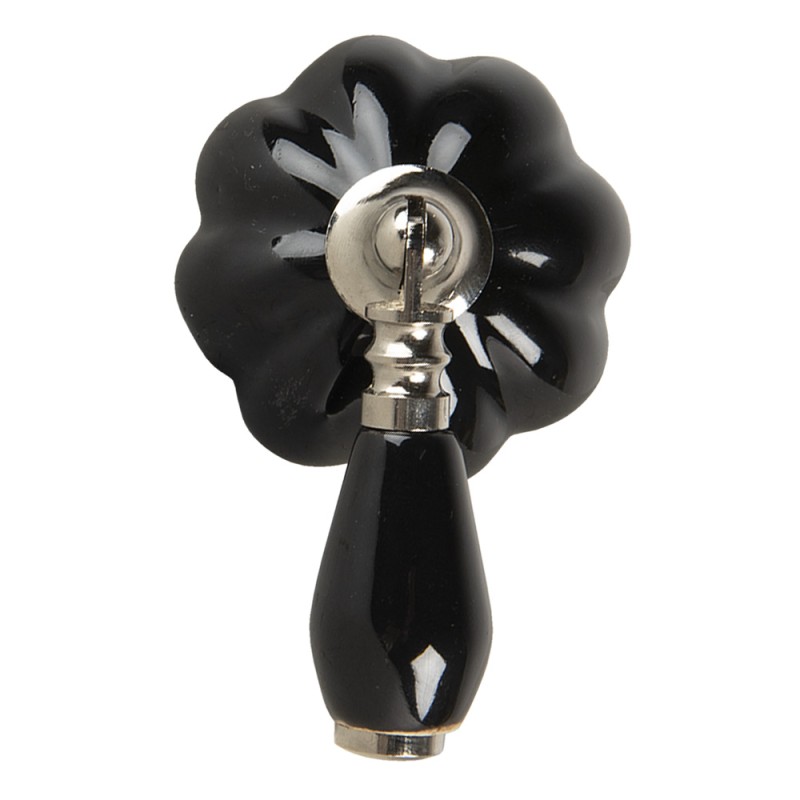 Clayre & Eef Door Knob 4x8x6 cm Black Ceramic Round