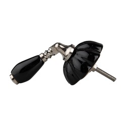 Clayre & Eef Door Knob 4x8x6 cm Black Ceramic Round
