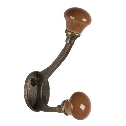 Clayre & Eef Gancio da parete 5x9 cm Marrone Ceramica