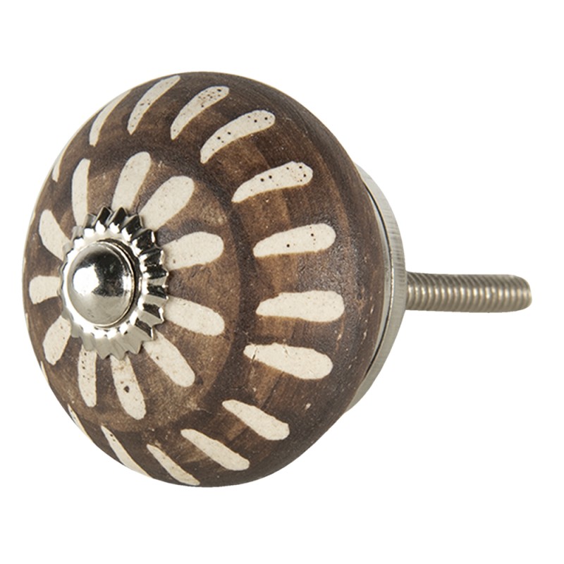 Clayre & Eef Door Knob 4x6 cm Brown Ceramic Round