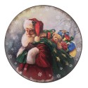 Clayre & Eef Unterteller Ø 33 cm Rot Kunststoff Rund Weihnachtsmann
