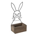 Clayre & Eef Fioriera Marrone Legno Ferro Coniglio