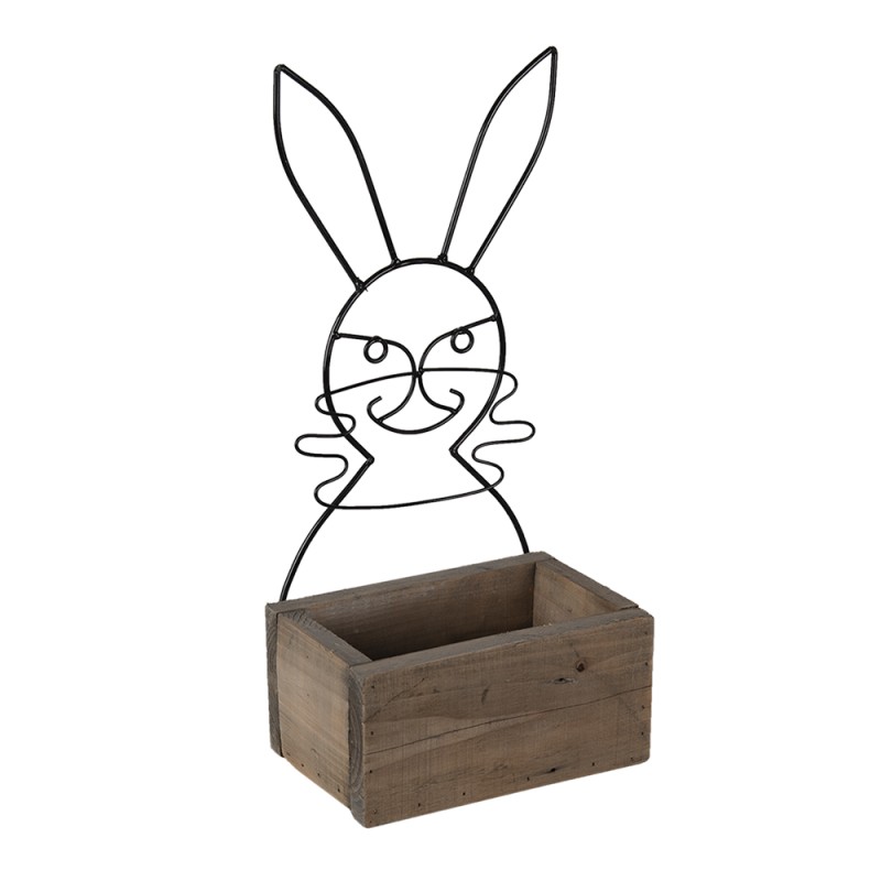 Clayre & Eef Bloempot  Bruin Hout Ijzer Konijn