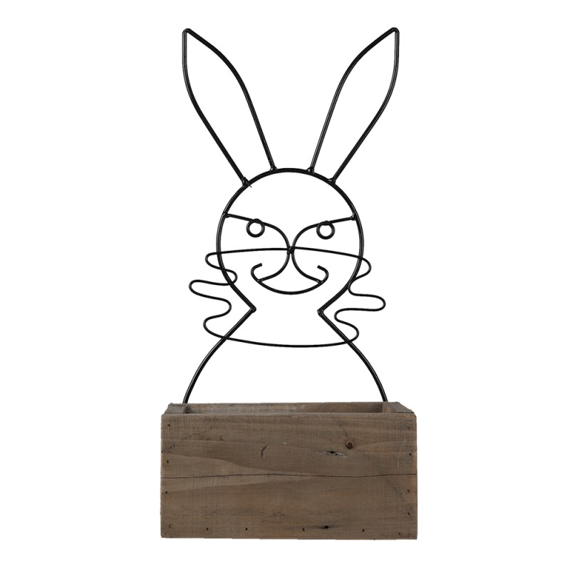 Clayre & Eef Fioriera Marrone Legno Ferro Coniglio