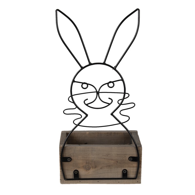 Clayre & Eef Planter Brown Wood Iron Rabbit