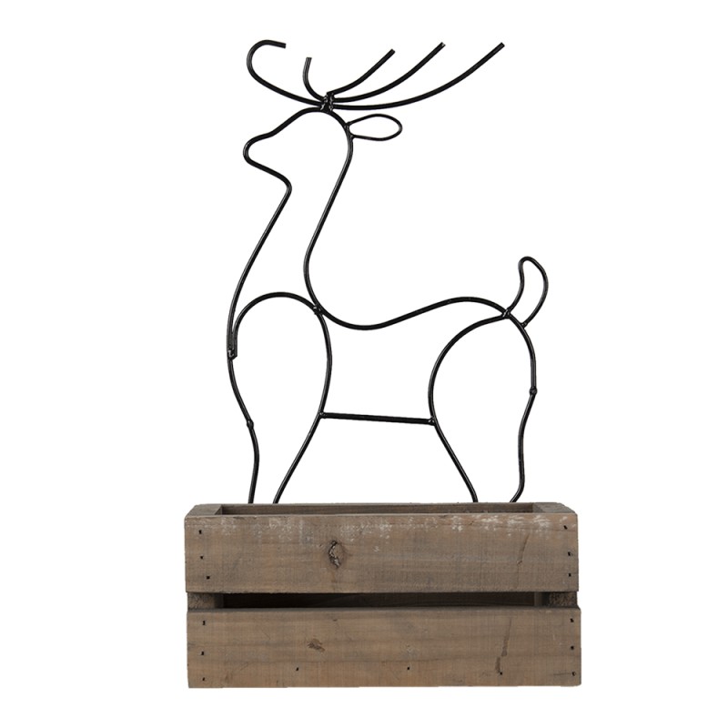 Clayre & Eef Fioriera Marrone Legno Ferro Cervo