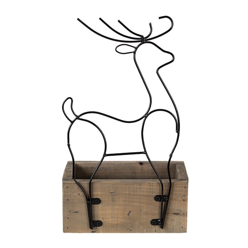 Clayre & Eef Fioriera Marrone Legno Ferro Cervo