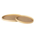 Clayre & Eef Serviersplatte 2er Set Braun Holz Rund